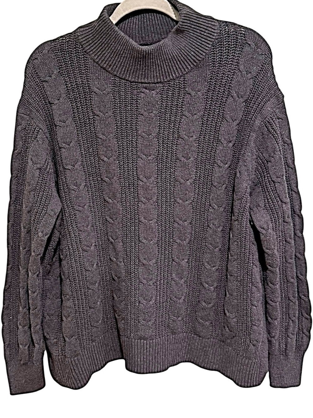 Banana Republic Women’s Charcoal Grey Cable Knit Turtleneck Sweater - XXL